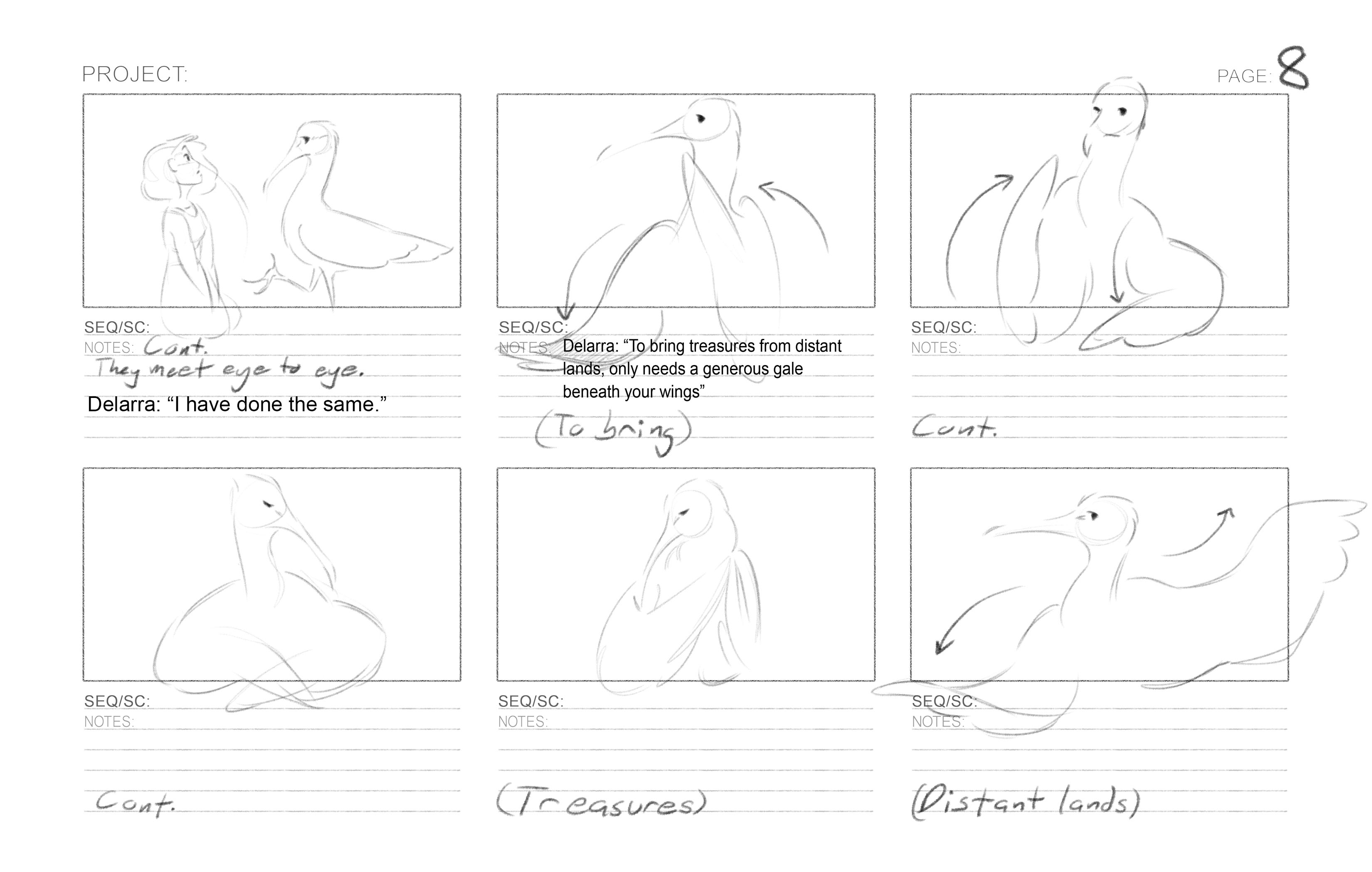 Page 8 of the money bird storyboard sequence